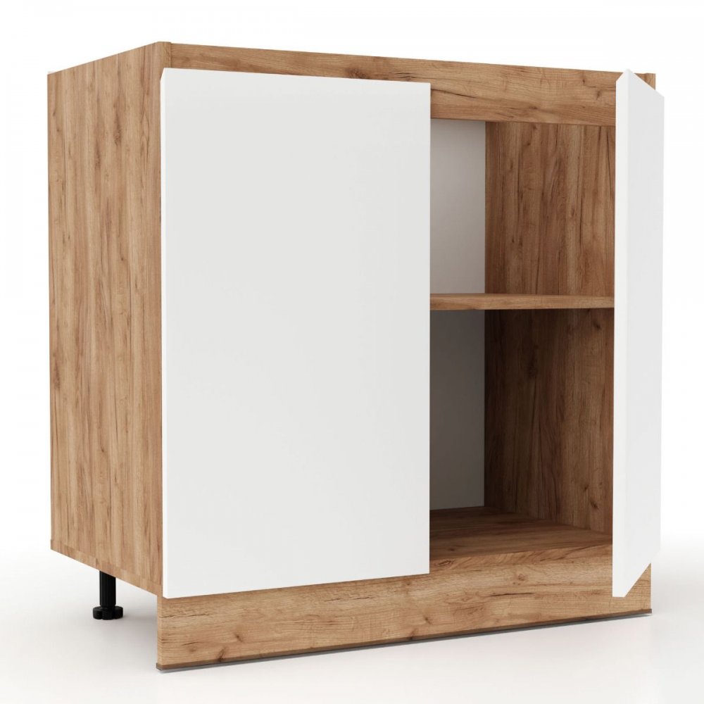 Επιδαπέδιο ντουλάπι νεροχύτη "SOFT" σε λευκό-φυσικό χρώμα 80x46,5x81,5