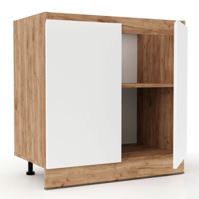 Επιδαπέδιο ντουλάπι νεροχύτη "SOFT" σε λευκό-φυσικό χρώμα 80x46,5x81,5