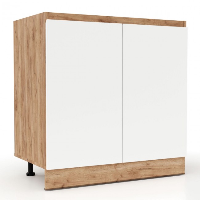 Επιδαπέδιο ντουλάπι νεροχύτη "SOFT" σε λευκό-φυσικό χρώμα 80x46,5x81,5