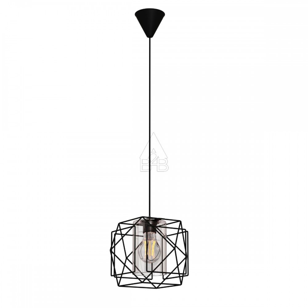 Φωτιστικό μονόφωτο "MULTI" από μέταλλο-γυαλί σε μαύρο χρώμα Φ25x70