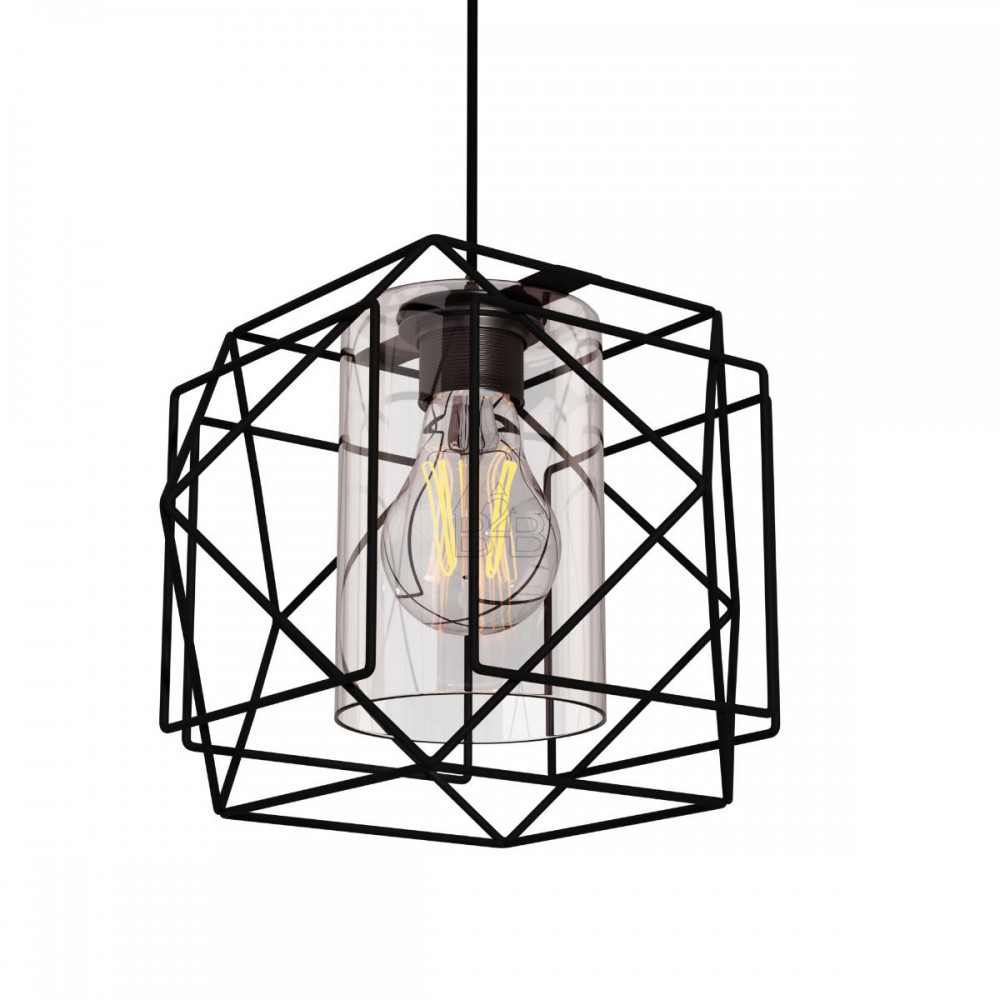 Φωτιστικό μονόφωτο "MULTI" από μέταλλο-γυαλί σε μαύρο χρώμα Φ25x70