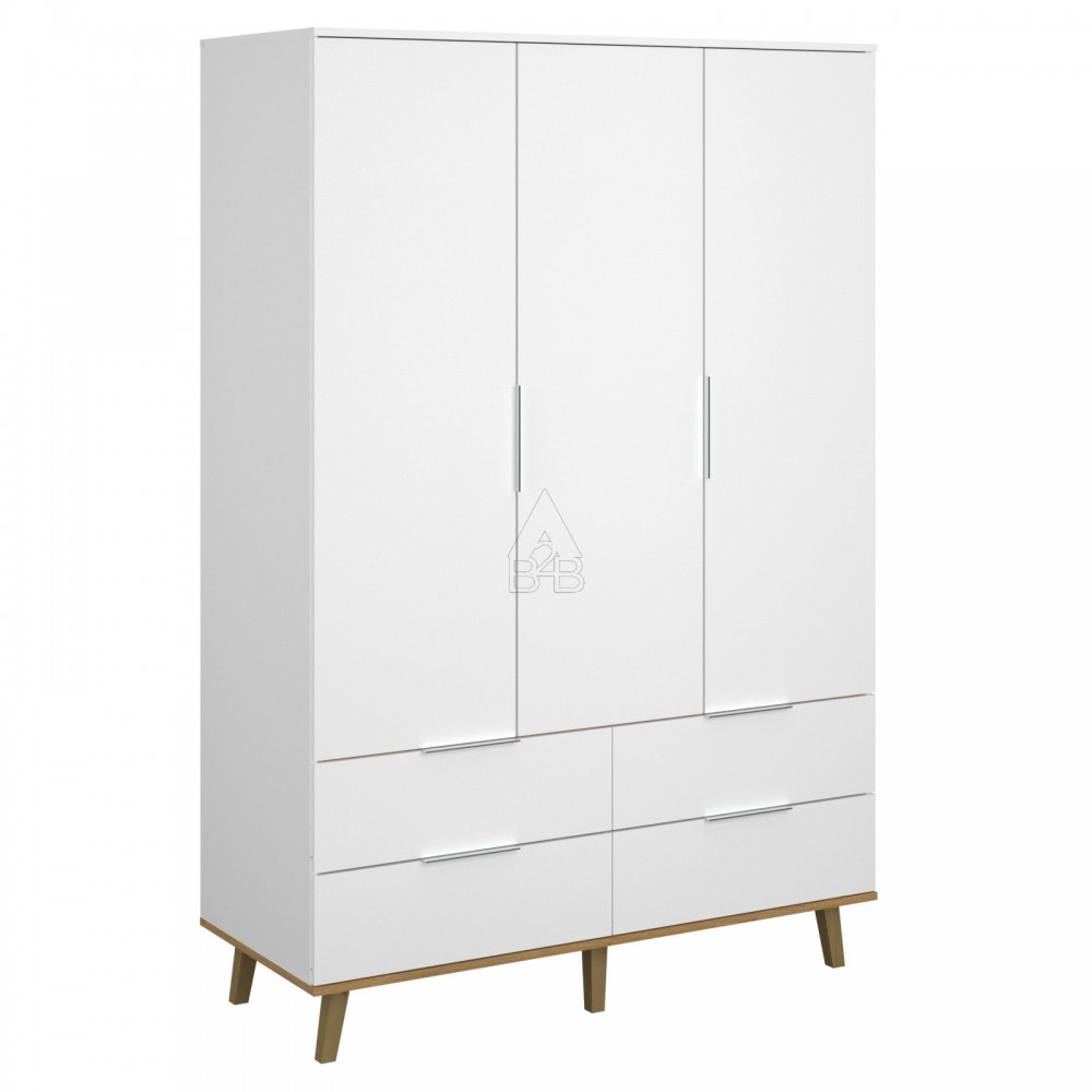 Ντουλάπα "NEPTUNE" τρίφυλλη σε λευκό-σονόμα χρώμα 132x55x197