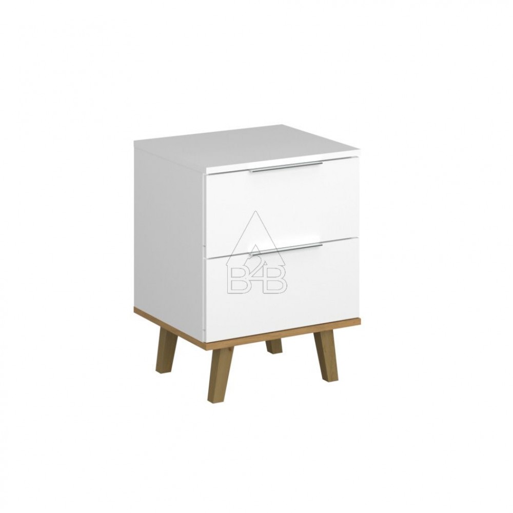 Κομοδίνο "NEPTUNE" σε λευκό-σονόμα χρώμα 46x40x61