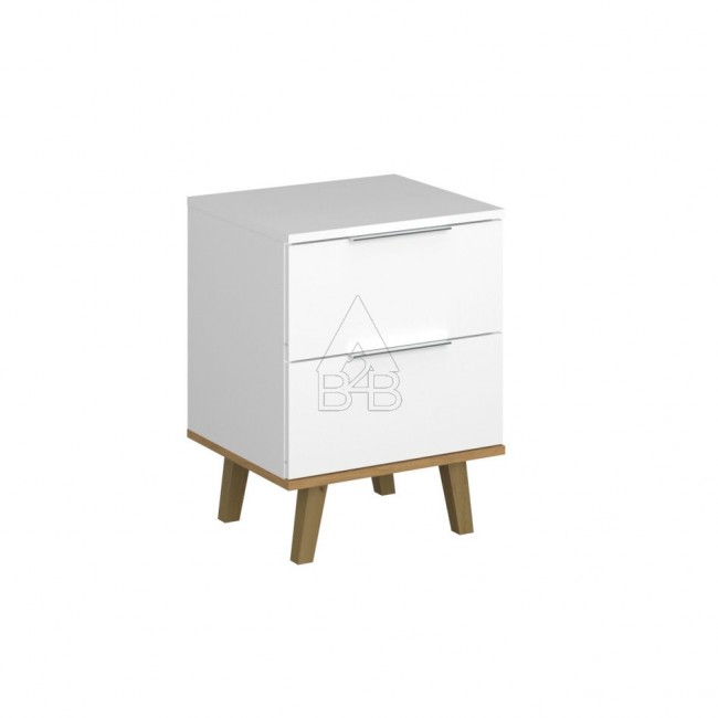 Κομοδίνο "NEPTUNE" σε λευκό-σονόμα χρώμα 46x40x61