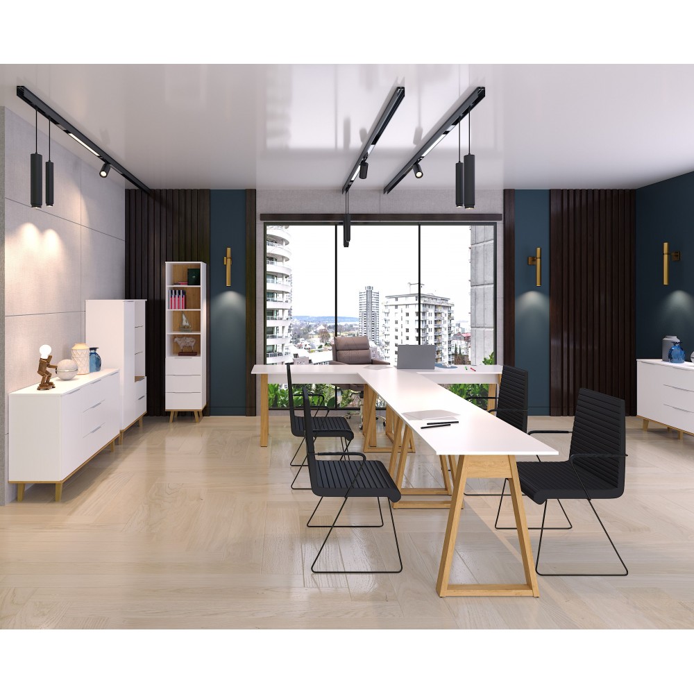 Γραφείο "NEPTUNE" σε λευκό-σονόμα χρώμα 138x60x77