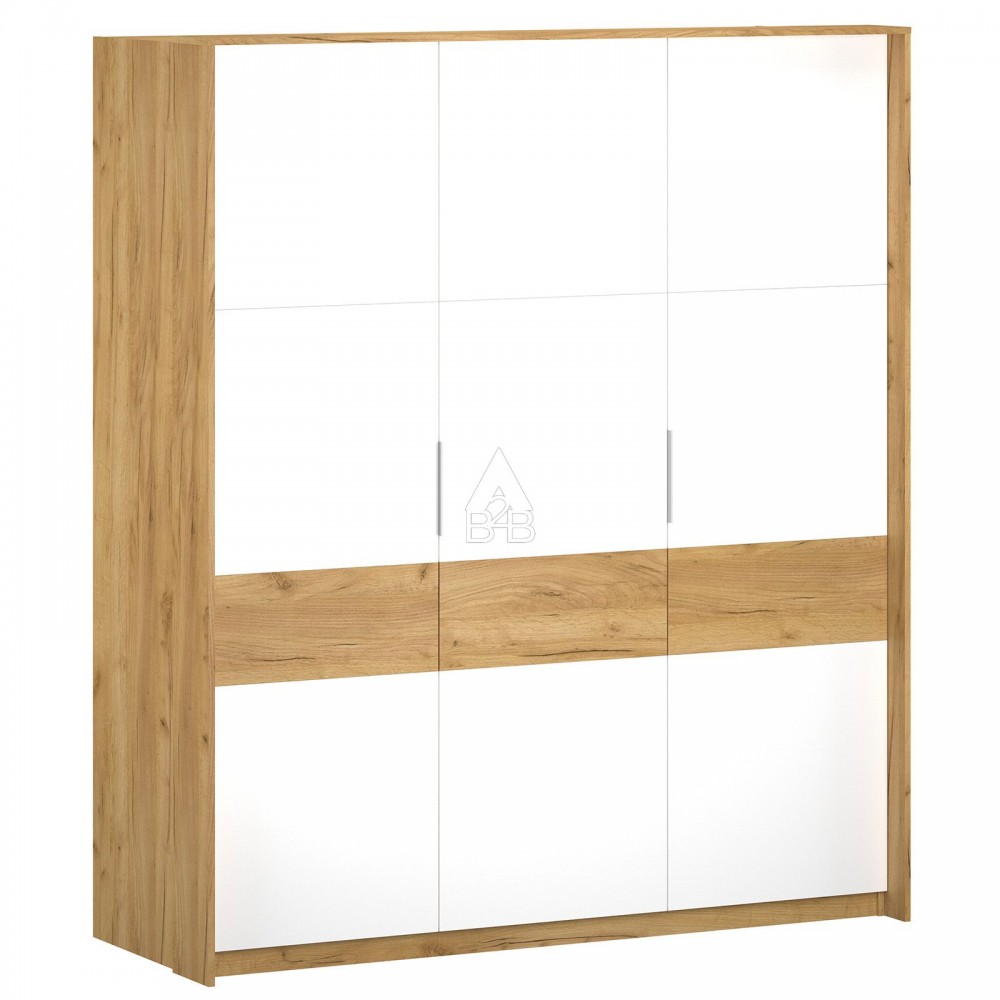 Ντουλάπα τρίφυλλη "AVANTI" σε χρυσό δρυς/λευκό χρώμα 184.8x65.6x214.2