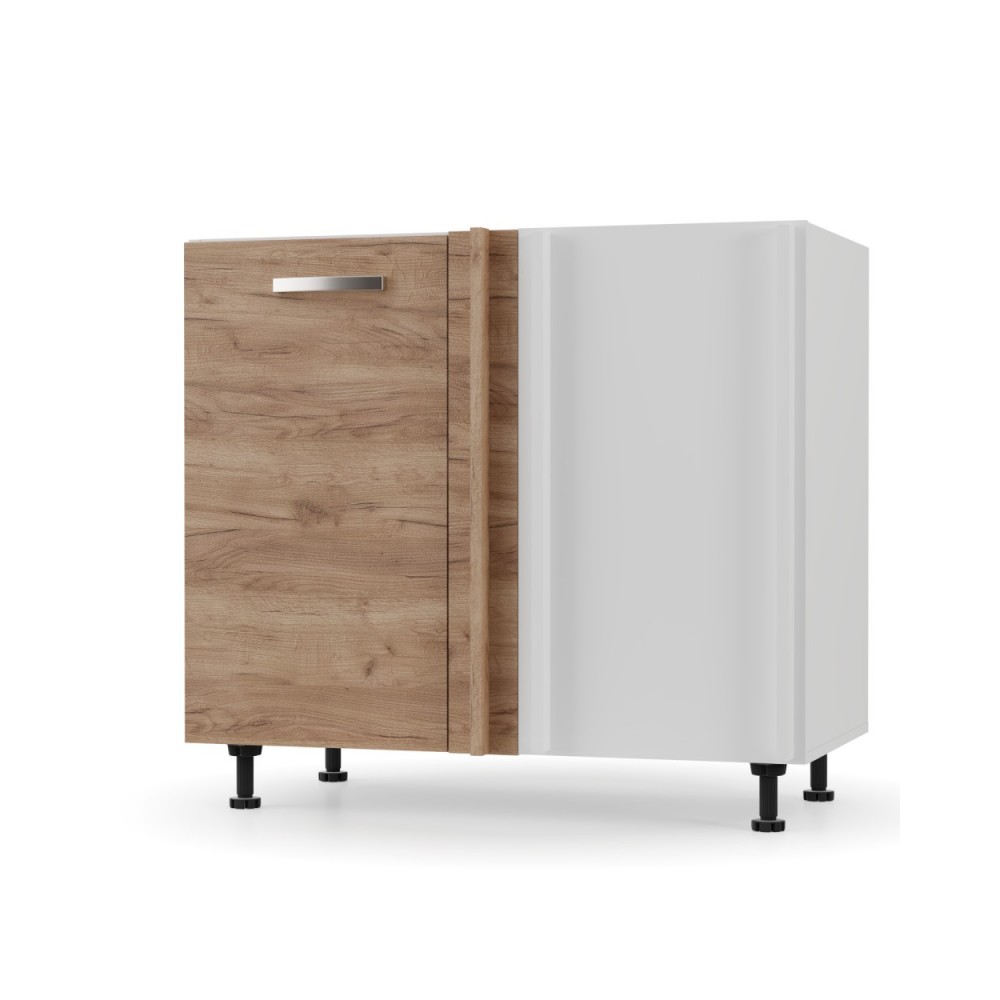 Κάτω ντουλάπι κουζίνας γωνία "CHARLOTΤE" σε χρώμα χρυσό δρυς/λευκό 90x50x82