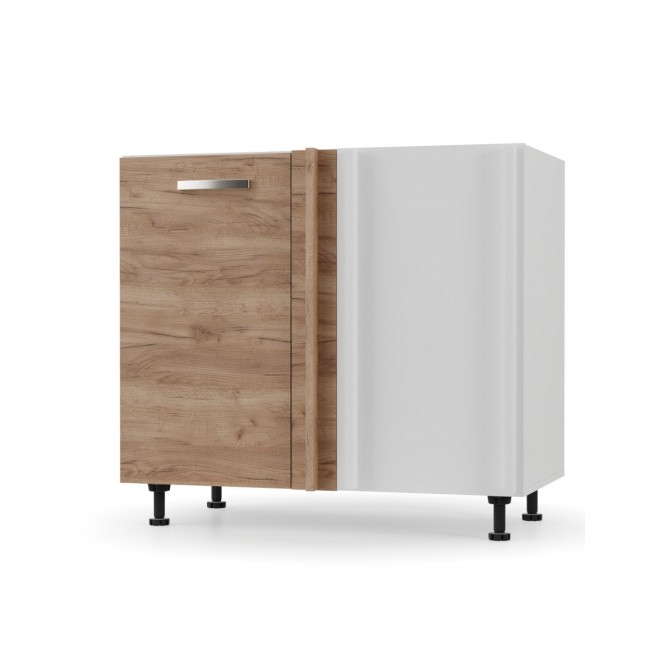 Κάτω ντουλάπι κουζίνας γωνία "CHARLOTΤE" σε χρώμα χρυσό δρυς/λευκό 90x50x82