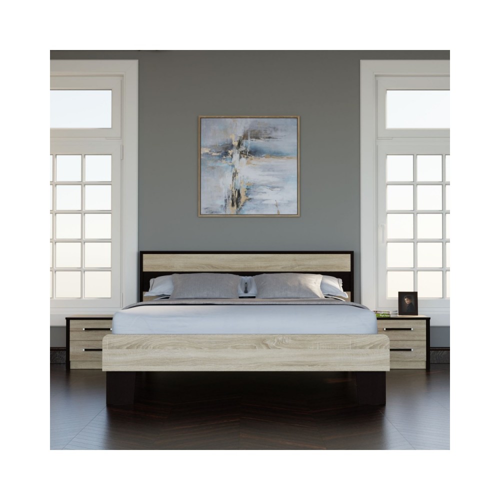 Κρεβάτι "SCARLET" διπλό με σομιέ σε σονόμα-βέγγε χρώμα 160x200