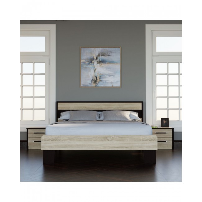 Κρεβάτι "SCARLET" διπλό με σομιέ σε σονόμα-βέγγε χρώμα 160x200