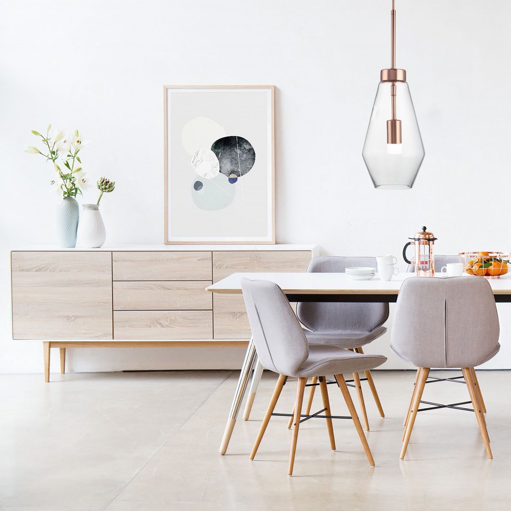 Φωτιστικό μονόφωτο από γυαλί/μέταλλο σε διαφανές/ροζ χρυσό χρώμα G9 Φ17x140