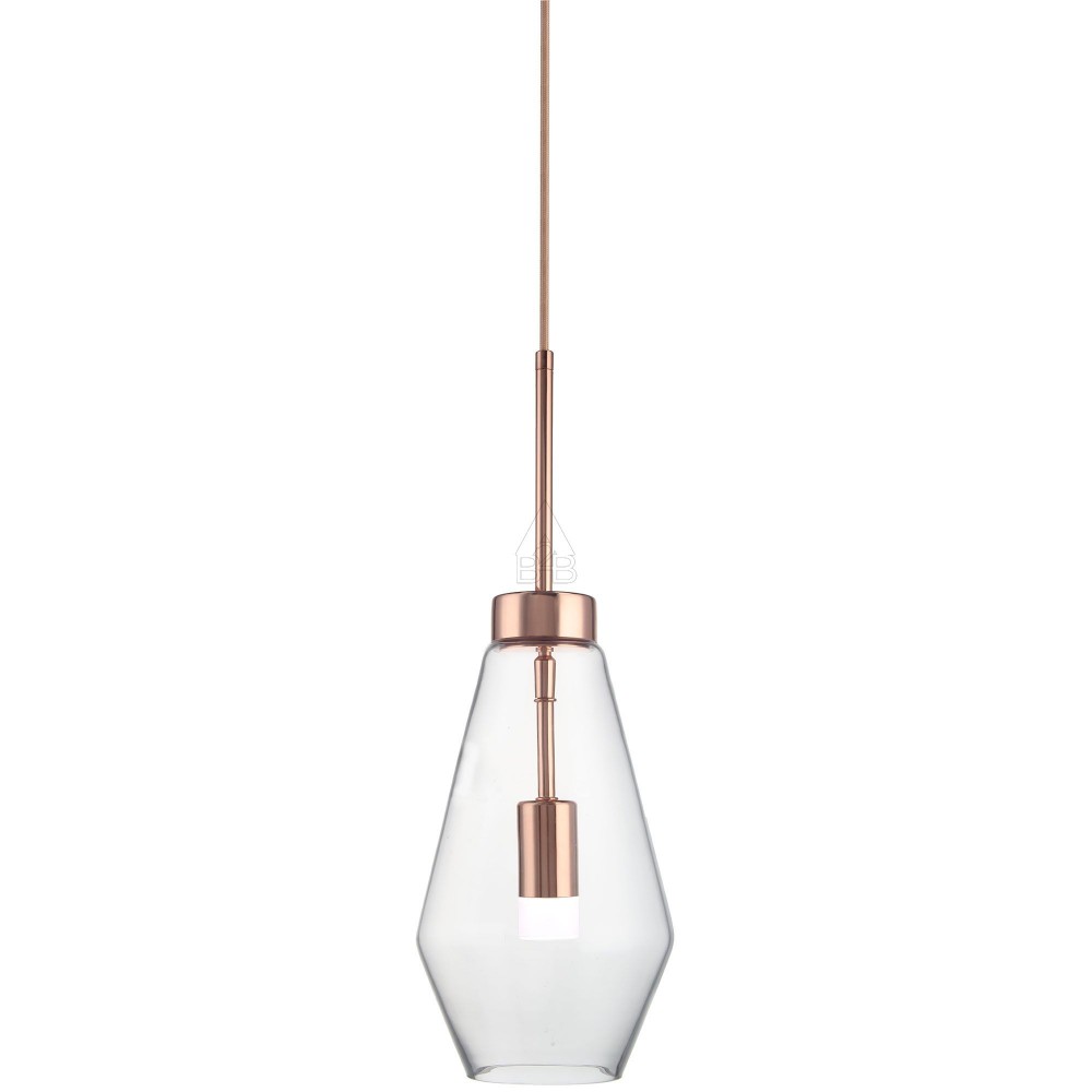 Φωτιστικό μονόφωτο από γυαλί/μέταλλο σε διαφανές/ροζ χρυσό χρώμα G9 Φ17x140