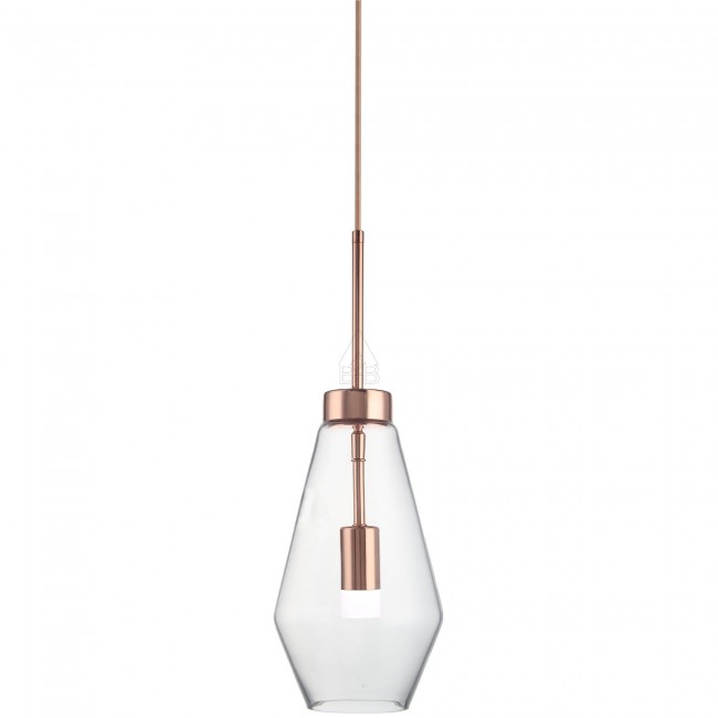 Φωτιστικό μονόφωτο από γυαλί/μέταλλο σε διαφανές/ροζ χρυσό χρώμα G9 Φ17x140