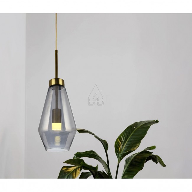 Φωτιστικό μονόφωτο από γυαλί/μέταλλο σε γκρι/χρυσό χρώμα G9 Φ17x140