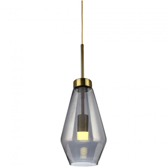 Φωτιστικό μονόφωτο από γυαλί/μέταλλο σε γκρι/χρυσό χρώμα G9 Φ17x140