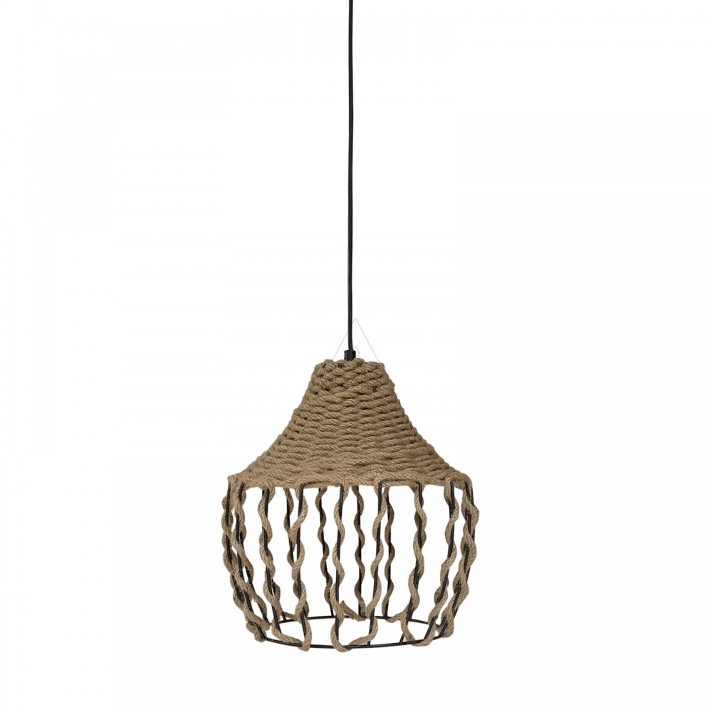 Μονόφωτο φωτιστικό από μέταλλο-σχοινί σε μαύρο-φυσικό χρώμα Φ26x100