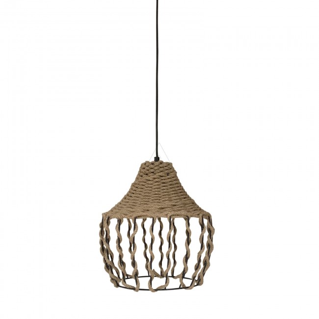 Μονόφωτο φωτιστικό από μέταλλο-σχοινί σε μαύρο-φυσικό χρώμα Φ26x100