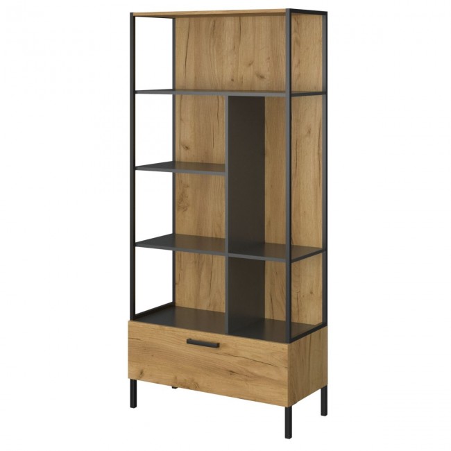 Βιβλιοθήκη "SΑΝΤΕS" σε χρυσό δρυς-γραφίτη χρώμα 90x42x97.5