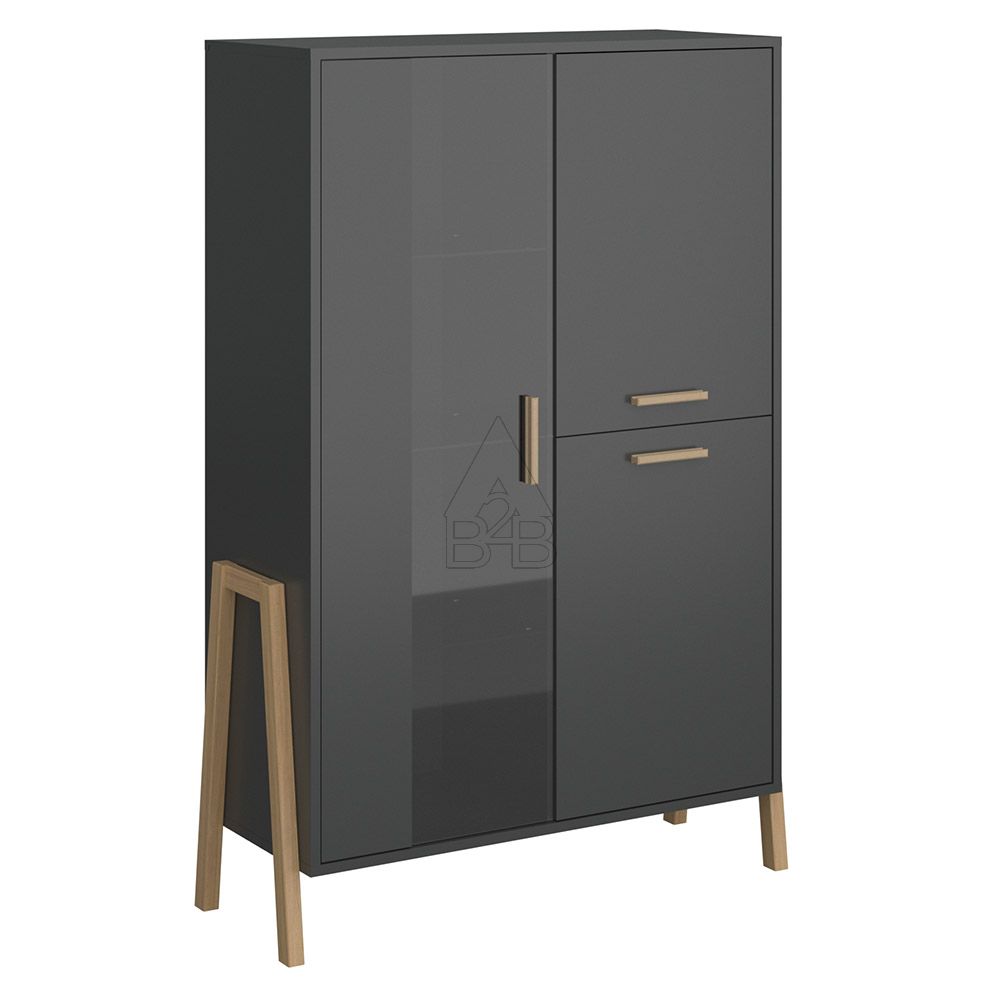 Βιτρίνα "BELLE" σε ανθρακί χρώμα 102.5x41x152.5