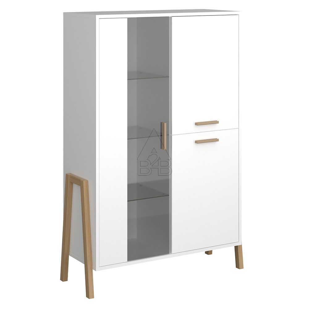 Βιτρίνα "BELLE" σε λευκό χρώμα 102.5x41x152.5