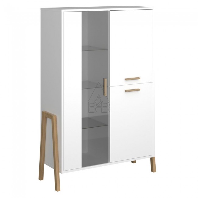 Βιτρίνα "BELLE" σε λευκό χρώμα 102.5x41x152.5