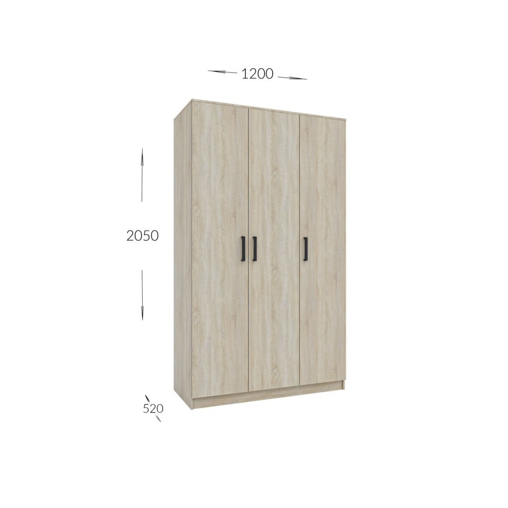 Ντουλάπα "SIMPLE" τρίφυλλη σε sonoma δρυς χρώμα 120x52x205