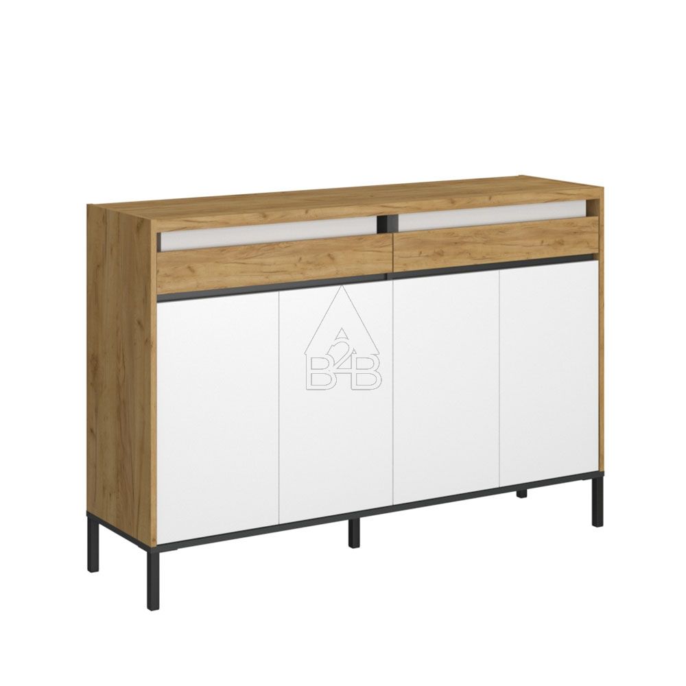 Μπουφές "PALMOR" σε χρυσό/δρυς/λευκό χρώμα 150x40x101