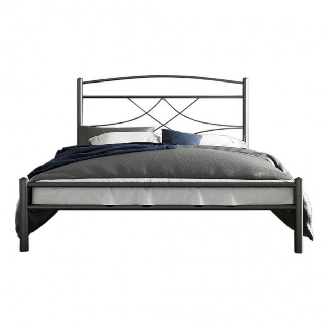 Κρεβάτι ημίδιπλο "EMMA" από μέταλλο σε ασημί χρώμα 146x206