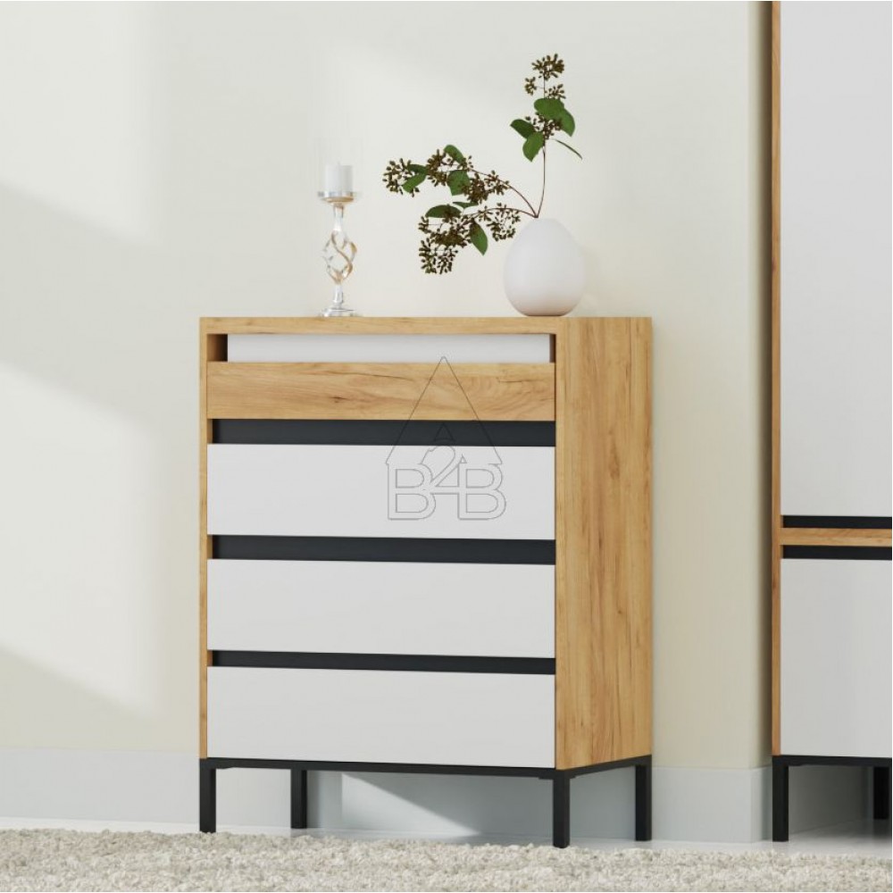 Συρταριέρα "PALMOR" σε δρυς/λευκό/ανθρακί χρώμα 77x40x101