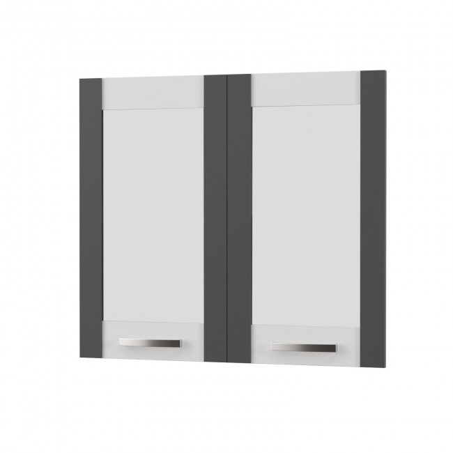 Άνω πορτάκια "CHARLOTTE" σετ 2 τμχ με τζάμι σε χρώμα γραφίτη 80x71.8x1.6