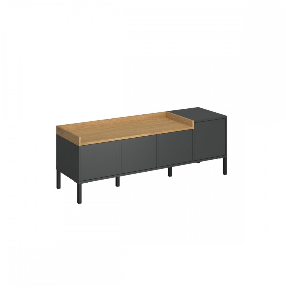 Έπιπλο τηλεόρασης "BERIL" σε ανθρακί/χρυσό δρυς χρώμα 138.6x42x49.8