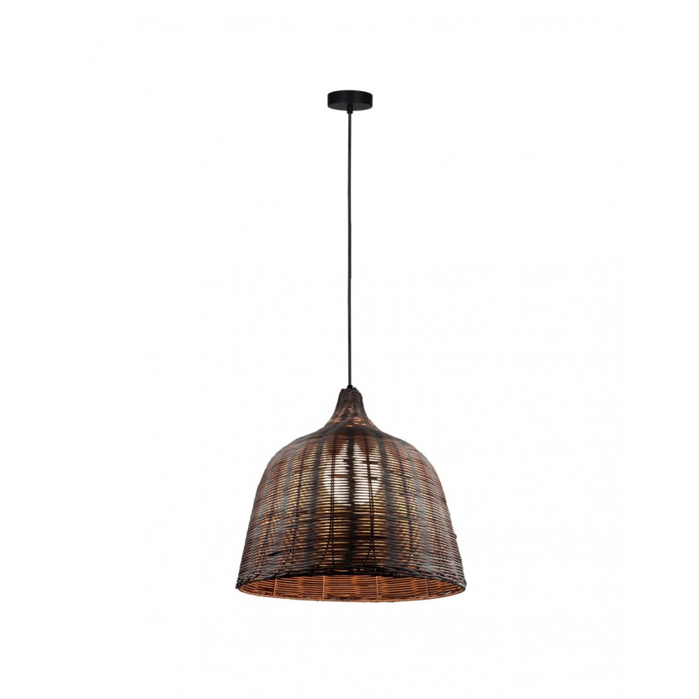 Φωτιστικό μονόφωτο "BASKET" από μπαμπού/PVC σε καφέ χρώμα Φ45x100 Ε27