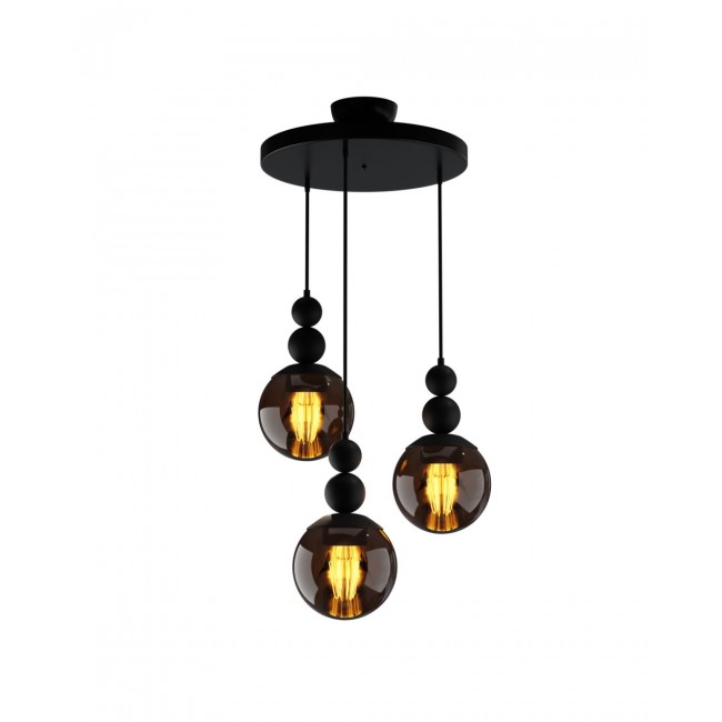 Φωτιστικό τρίφωτο από μέταλλο/γυαλί σε χρώμα μαύρο Ε27 Φ30x70