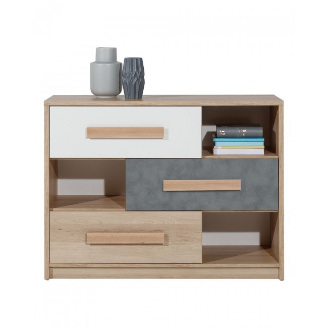 Συρταριέρα "AYGO" σε χρώμα σονόμα-λευκό 108.5x39.5x64.1