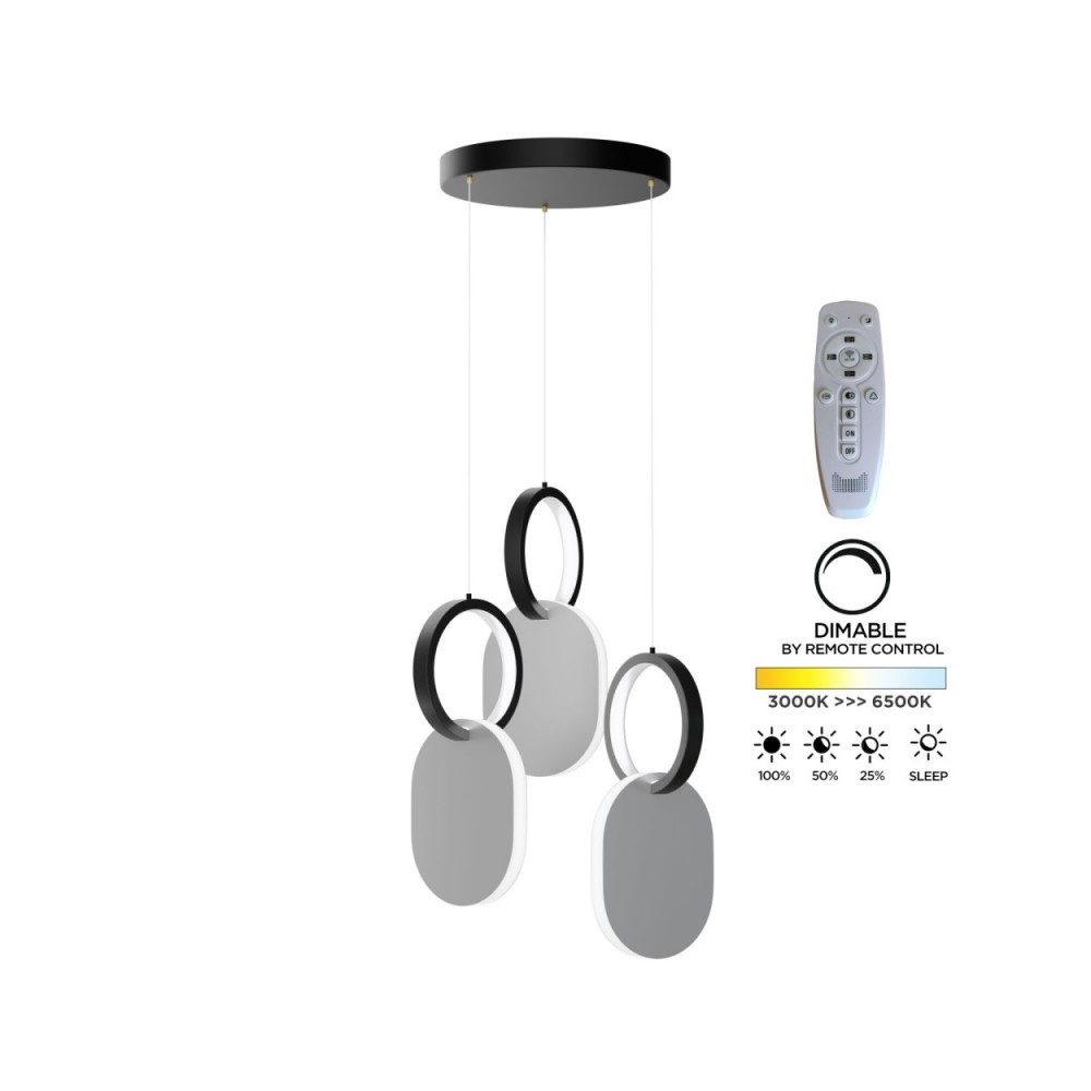 Φωτιστικό οροφής LED "SYMMETRIC" από μέταλλο σε χρώμα μαύρο/λευκό Φ25x120cm