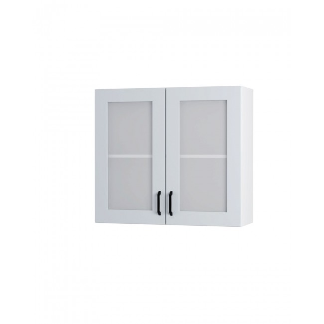 Πάνω ντουλάπι βιτρίνα "MODEST" σε γκρι χρώμα 80x30x72