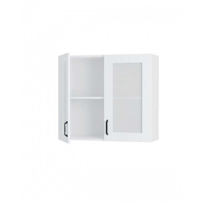 Πάνω ντουλάπι βιτρίνα "MODEST" σε λευκό χρώμα 80x30x72