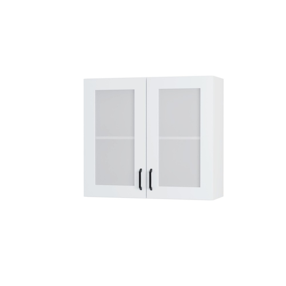 Πάνω ντουλάπι βιτρίνα "MODEST" σε λευκό χρώμα 80x30x72