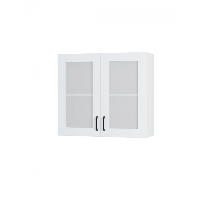 Πάνω ντουλάπι βιτρίνα "MODEST" σε λευκό χρώμα 80x30x72