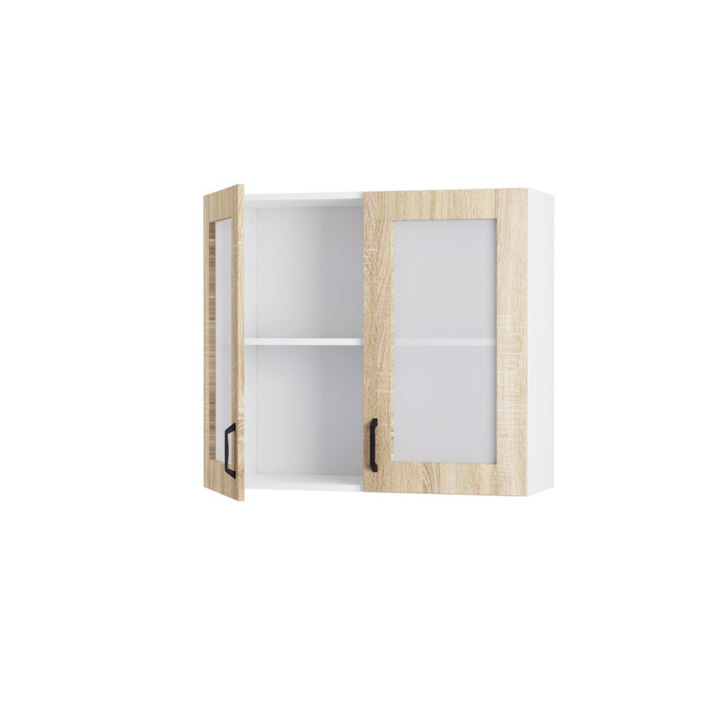 Πάνω ντουλάπι βιτρίνα "MODEST" σε σονόμα χρώμα 80x30x72