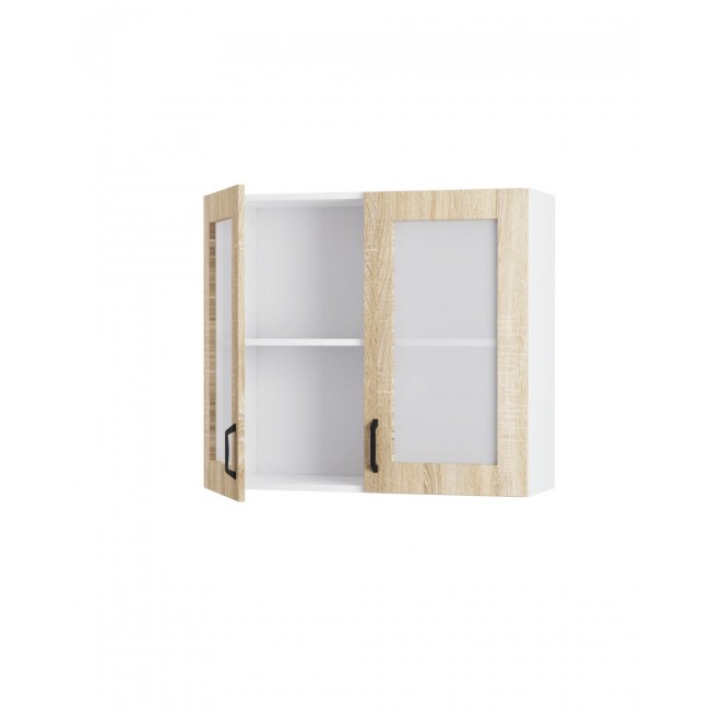 Πάνω ντουλάπι βιτρίνα "MODEST" σε σονόμα χρώμα 80x30x72