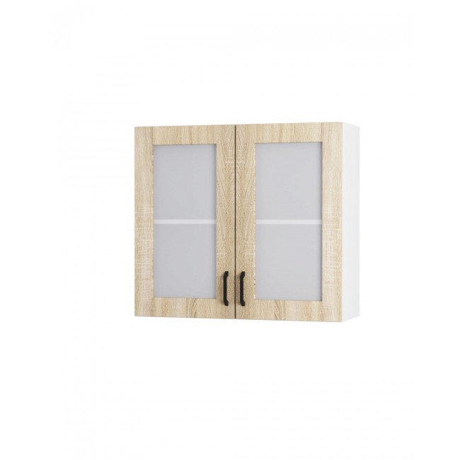 Πάνω ντουλάπι βιτρίνα "MODEST" σε σονόμα χρώμα 80x30x72