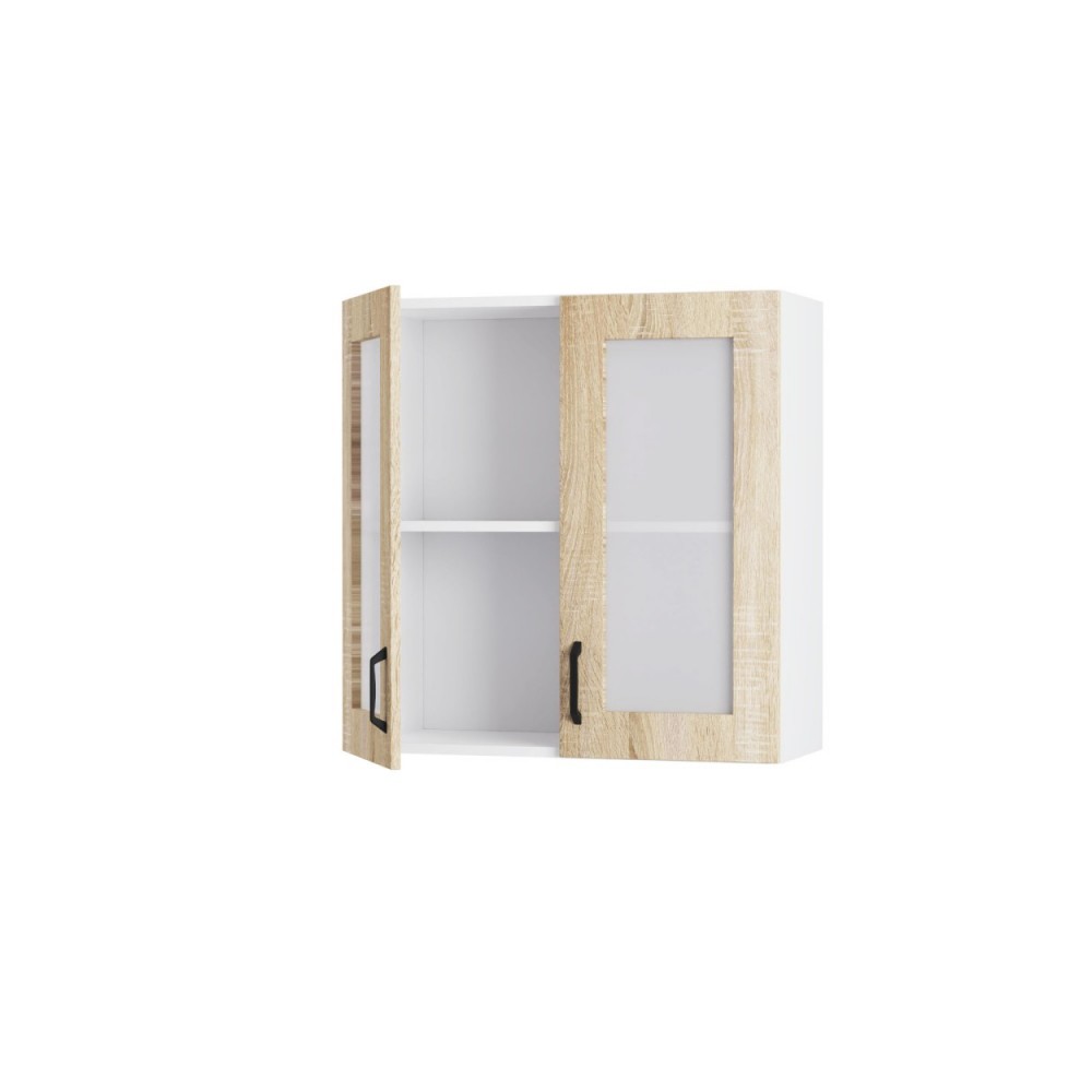 Πάνω ντουλάπι βιτρίνα "MODEST" σε σονόμα χρώμα 70x30x72