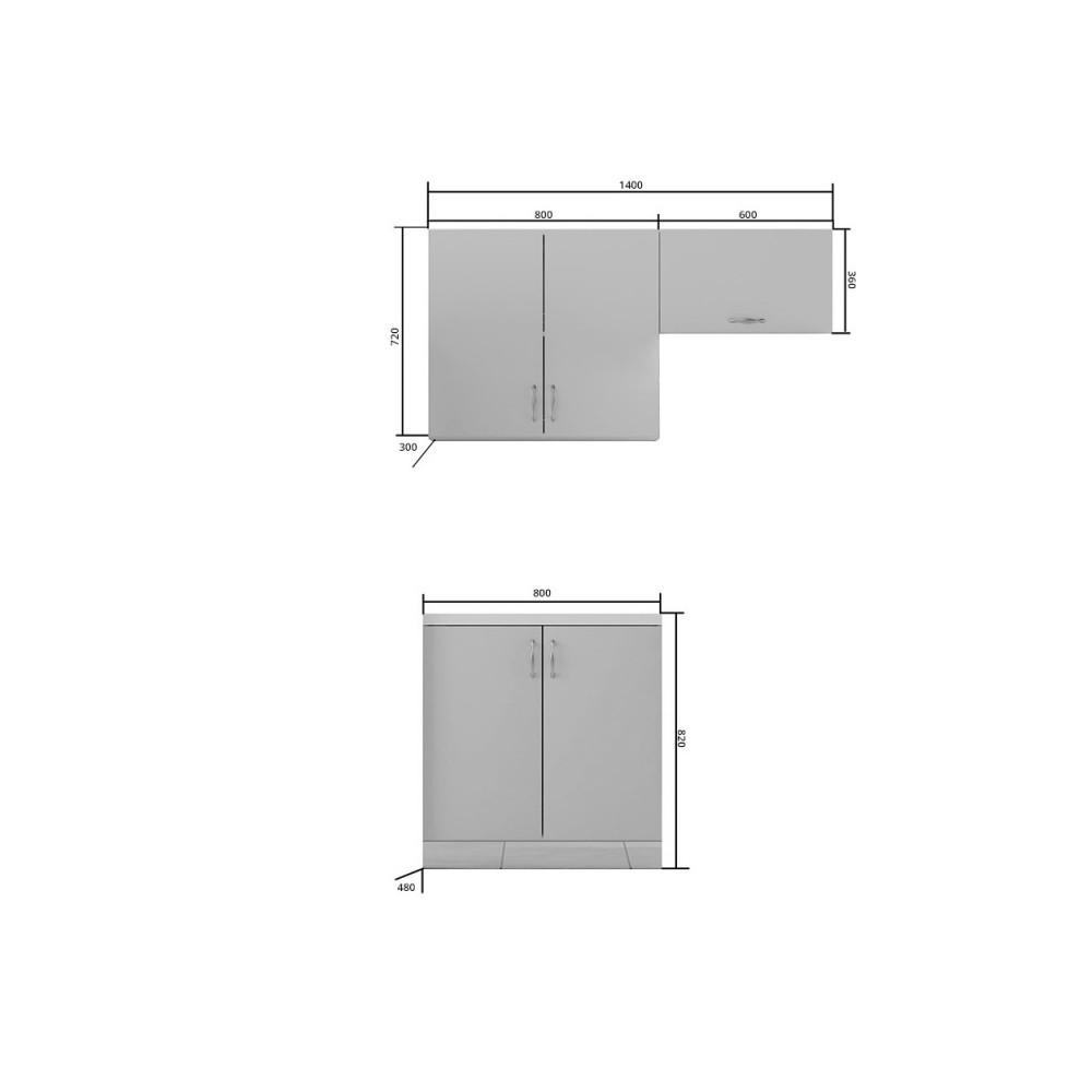 Κουζίνα "MODEST" 3τμχ σε χρώμα σονόμα (140/80)x(30/48)