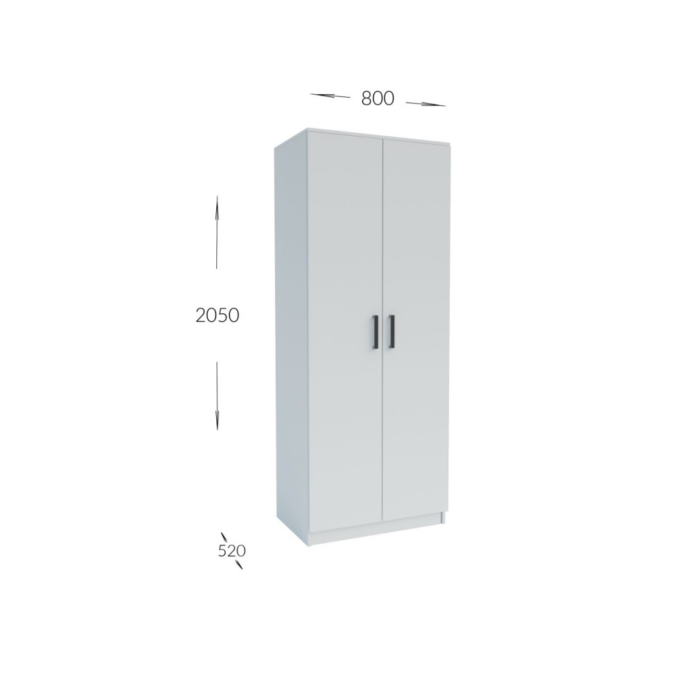 Ντουλάπα "SIMPLE" δίφυλλη σε χρώμα λευκό 80x52x205