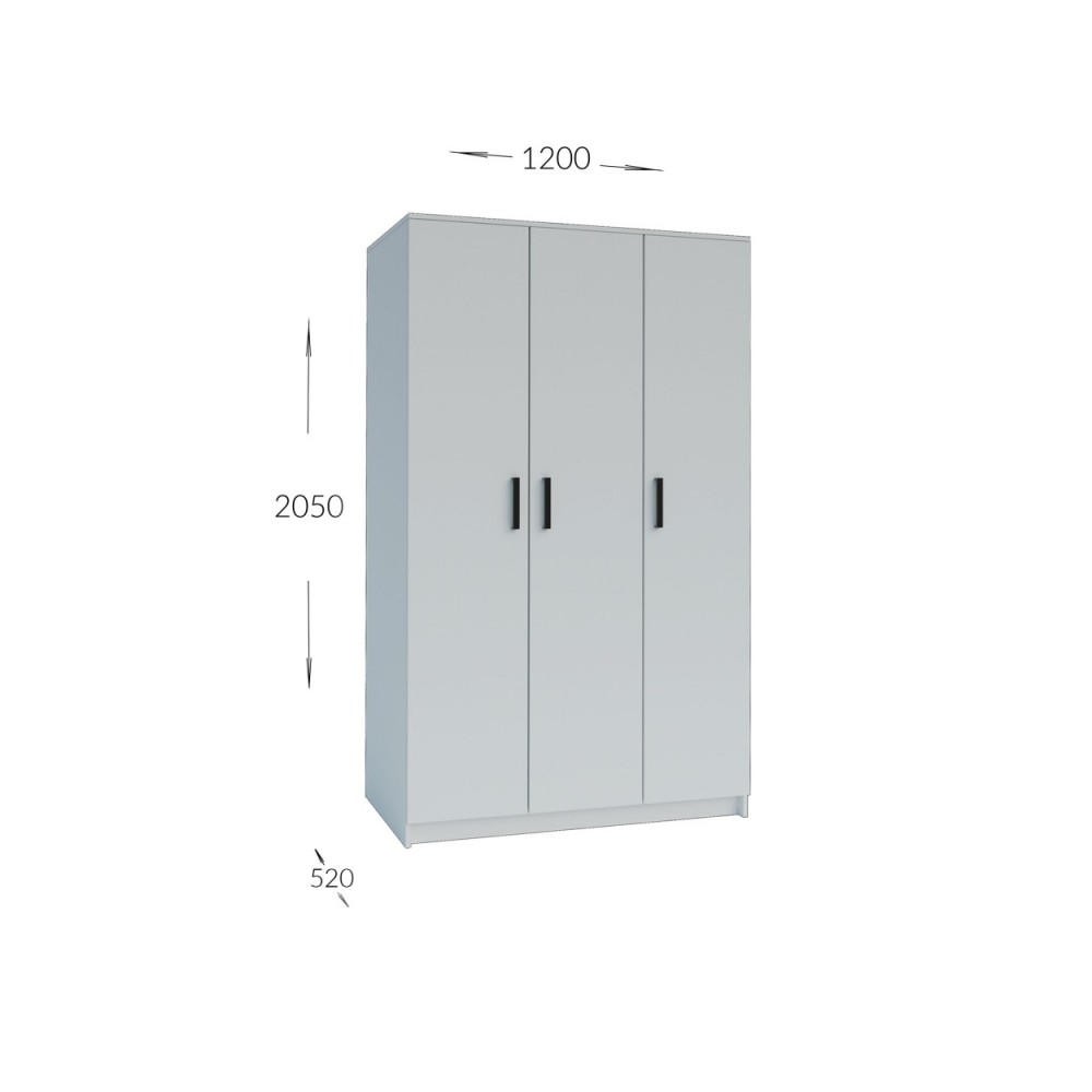 Ντουλάπα "SIMPLE" τρίφυλλη σε χρώμα λευκό 120x52x205