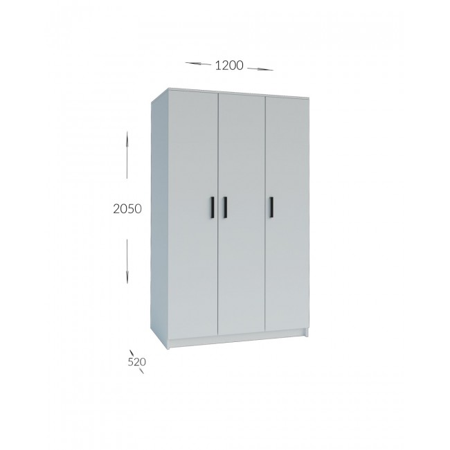 Ντουλάπα "SIMPLE" τρίφυλλη σε χρώμα λευκό 120x52x205