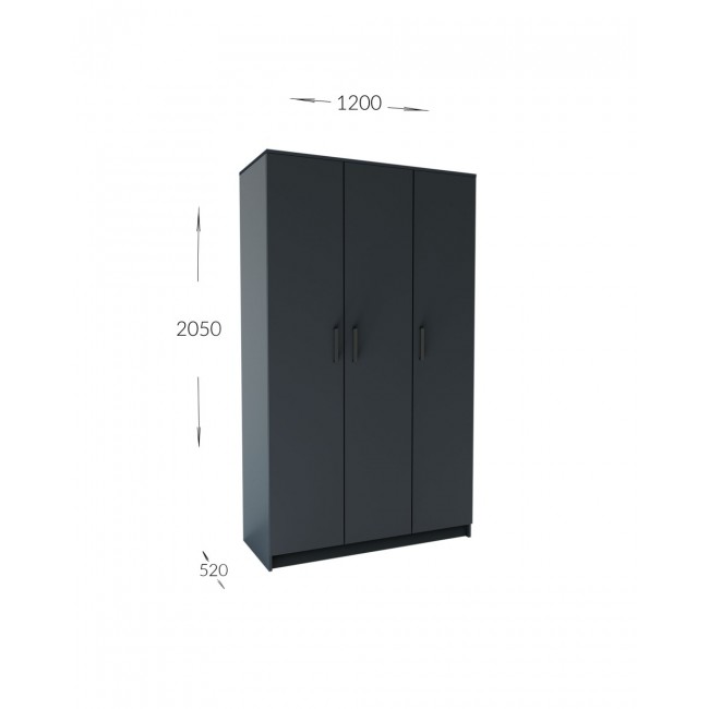 Ντουλάπα "SIMPLE" τρίφυλλη σε χρώμα γραφίτη 120x52x205