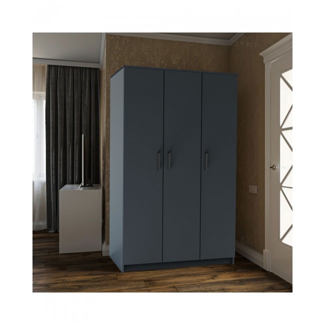 Ντουλάπα "SIMPLE" τρίφυλλη σε χρώμα γραφίτη 120x52x205