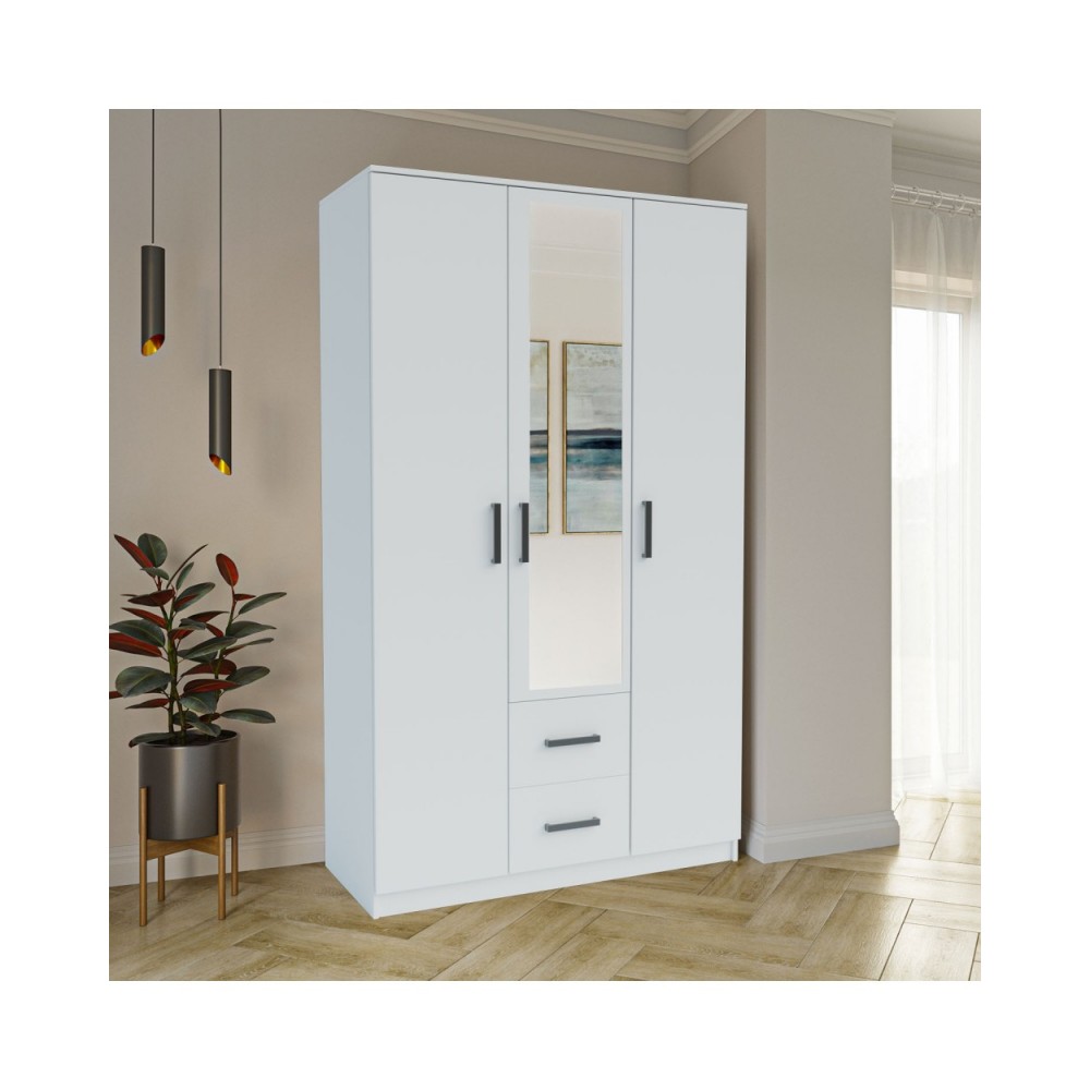 Ντουλάπα "SIMPLE" τρίφυλλη σε χρώμα λευκό 120x52x205